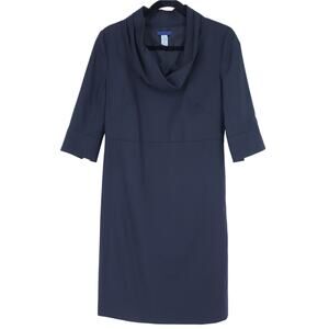 J. CREW Summer Wool Dress Black Cowl Neck Knee Length Women's 4